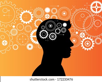 Gear collection and vector brain engine  background 