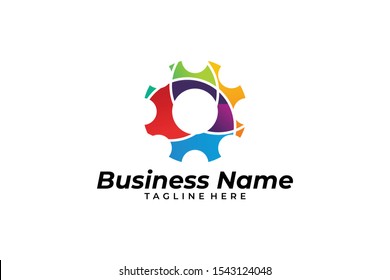 gear color logo icon vector