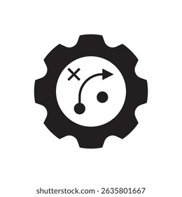 A gear combined with a planning icon, representing process optimization or strategic management.