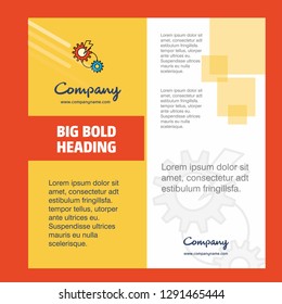 Gear Company Brochure Title Page Design. Company profile, annual report, presentations, leaflet Vector Background