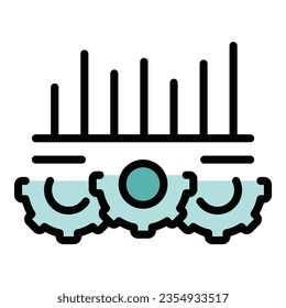 Gear company graph icon outline vector. Work time. Office deadline color flat
