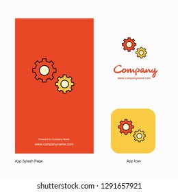 Gear Company Logo App Icon and Splash Page Design. Creative Business App Design Elements