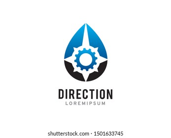 Gear and compass logo symbol or icon template