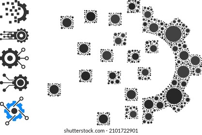 Gear compilation mosaic icon. Vector mosaic is formed from random Covid-2019 icons. Infection mosaic gear compilation icon and more icons. Gear compilation mosaic for breakout templates.