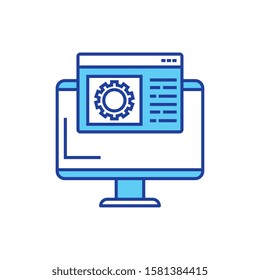 Gear and computer design, construction work repair machine part technology industry and technical theme Vector illustration