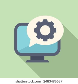 Gear computer support icon flat vector. Online tech volume. Listen network