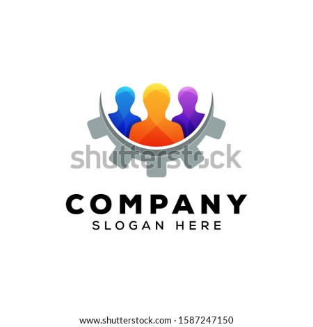 gear comunity people group logo design premium