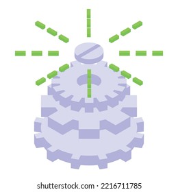 Icono de concentración del engranaje vector isométrico. Equilibrio mental. Carrera de control