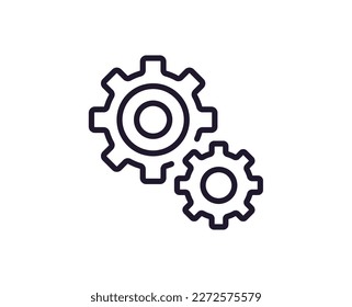 Gear concept. Single premium editable stroke pictogram perfect for logos, mobile apps, online shops and web sites. Vector symbol isolated on white background. 