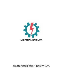 gear conception with thunder bolt vector logo template 