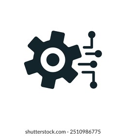 Gear connecting to circuit board symbolizing artificial intelligence