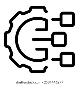 A engrenagem está conectando blocos de dados que representam o conceito de integração de dados e fluxo de trabalho automatizado