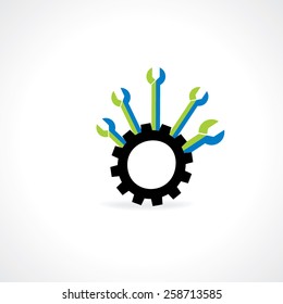 gear connecting with spanner vector