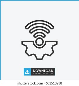 gear connection icon. simple outline gear connection vector icon. on white background.