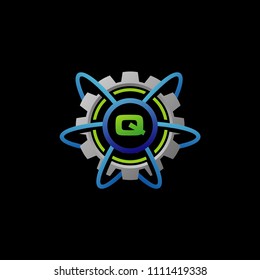 Gear Connection Q letter Logo