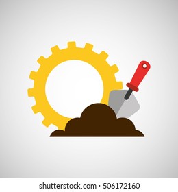 gear construction shovel spatula tool vector illustration eps 10