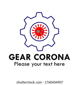 Gear corona virus logo design template illustration. there are gear and corona virus. suitable for factory, industry, website, mark, label, network, symbol etc