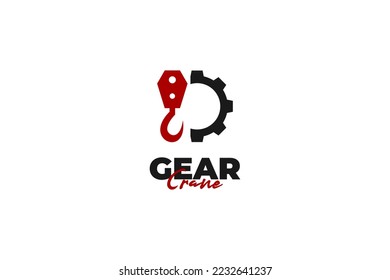 Gear crane logo design vector template illustration idea