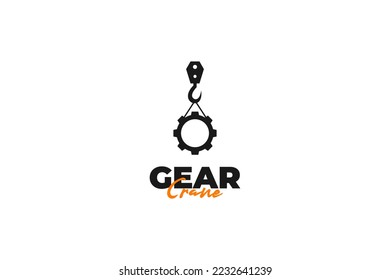 Gear crane logo design vector template illustration idea