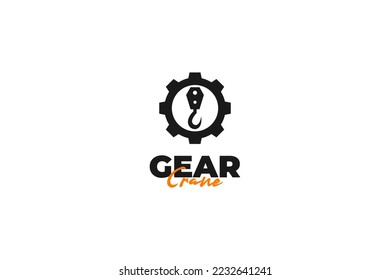 Gear crane logo design vector template illustration idea