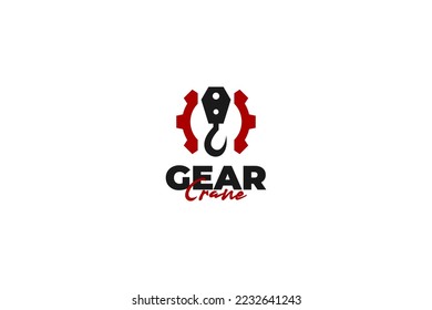 Gear crane logo design vector template illustration idea