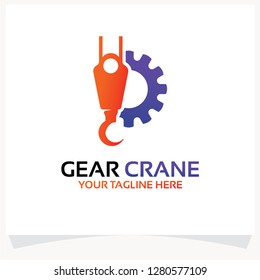 Gear Crane Logo Template Design Vector Inspiration. Icon Design