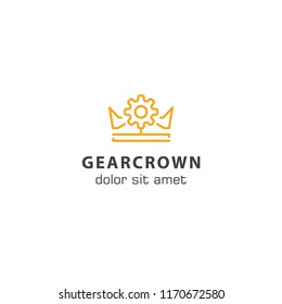 Gear crown, engine king logo icon template