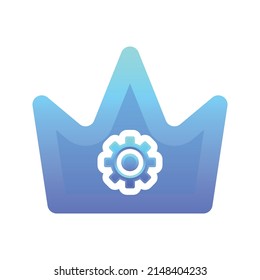 gear crown gradient logo design template icon