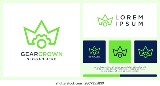 Gear crown logo design template
