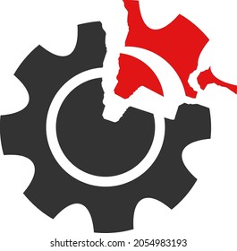 Gear damage vector illustration. Flat illustration iconic design of gear damage, isolated on a white background.