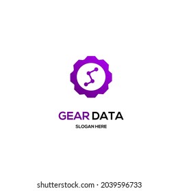 Diseño moderno del logotipo de datos de los engranajes, diseño del logotipo de los datos logotipo digital, plantilla de iconos, elemento gráfico