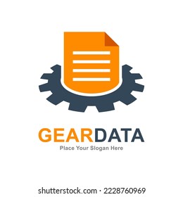 Gear data vector logo design. Suitable for business, web, education and industry
