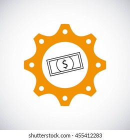 Gear design with bill icon inside. Colorfull and flat illustration. 