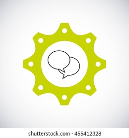 Gear design with bubble icon inside. Colorfull and flat illustration. 