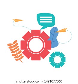 Gear design, Cog circle wheel machine part technology industry and technical theme Vector illustration