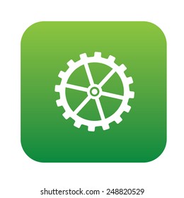 Gear design on green flat button,clean vector