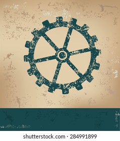 Gear design on old paper background,grunge concept,vector