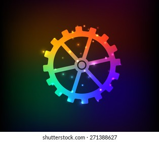 Gear design on rainbow concept background,clean vector