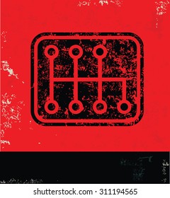 Gear design on red background, grunge vector