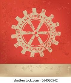 Gear design on red background,grunge vector