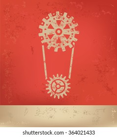 Gear design on red background,grunge vector