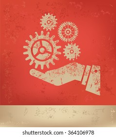 
Gear design on red background,grunge vector