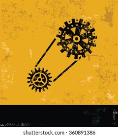 Gear design on yellow background,grunge vector