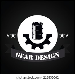 Gear design over  black background. Vector design