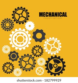 Gear design over yellow background, vector illustration