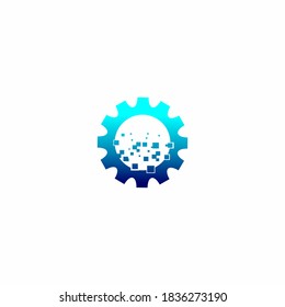 Gear Digital Service Logo, Tech Service logo designs template stock illustration