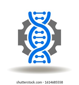 Gear DNA Helix Icon Vector. Anatomy Bio Engineering Logo. DNA Gene Manipulation Research Technology.