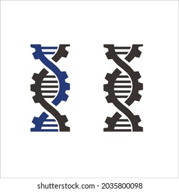Zahnrad im DNA-Symbol, flach einfaches Design.