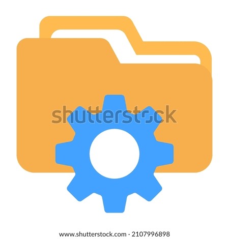 Gear with doc binders, concept icon of folder management

