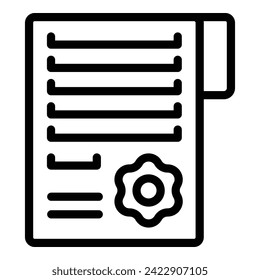 Gear document paper icon outline vector. Voicemail recognition. Aide recording